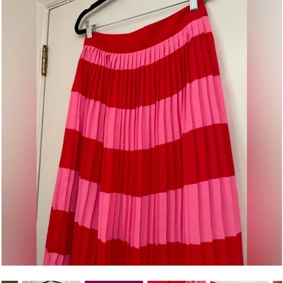 Jcrew red and pink pleated skirt nwt - Picture 5 of 10